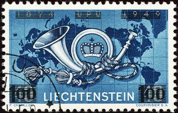 Briefmarken: FL235 - 1950 Aushilfsausgabe, mit neuem, blauschwarzen Wertaufdruck