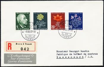 Briefmarken: J121-J124 - 1947 Bildnis J. Burckhardts und Alpenblumenbilder