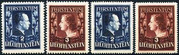 Briefmarken: FL248A-FL249B - 1951 Fürst und Fürstin, Farbänderungen, Linienzähnung