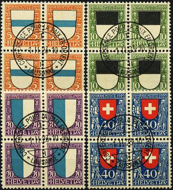 Briefmarken: J21-J24 - 1922 Kantons- und Schweizer Wappen
