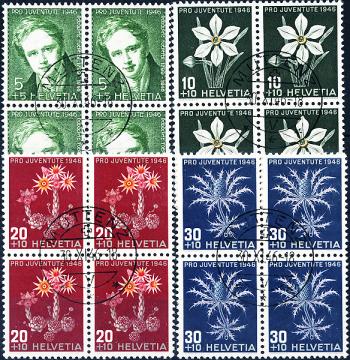Briefmarken: J117-J120 - 1946 Bildnis R. Töpffer und Alpenblumenbilder