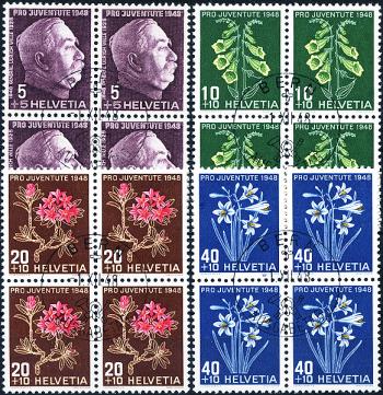 Briefmarken: J125-J128 - 1948 Bildnis General Willes und Alpenblumenbilder
