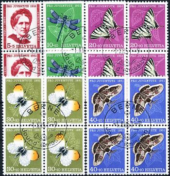 Briefmarken: J138-J142 - 1951 Bildnis J. Spyris und Insektenbilder