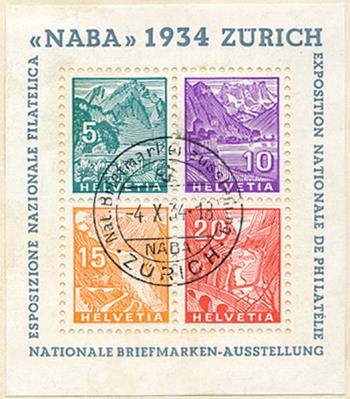 Thumb-2: W1 - 1934, Foglio ricordo per l'Esposizione nazionale di francobolli di Zurigo