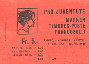 Briefmarken: JMH4 - 1955 Pro Juventute, dunkelrot