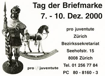 Thumb-2: JMH49B - 2000, Pro Juventute, Giornata della pubblicità dei francobolli, edizione ufficiale della sezione di Zurigo