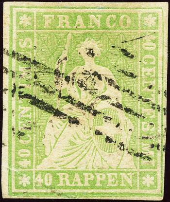 Timbres: 26C - 1855 Estampe de Berne, 2e période d'impression, papier de Munich