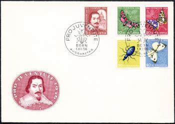 Briefmarken: J163-J167 - 1956 Bildnis Carlo Madernos und Insektenbilder