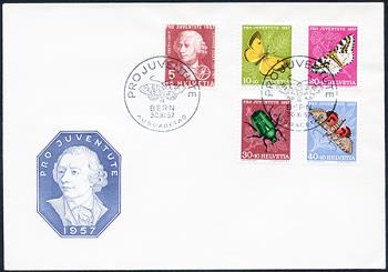 Briefmarken: J168-J172 - 1957 Bildnis Leonhard Euler und Insektenbilder