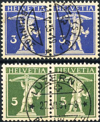 Briefmarken: 182z-183z - 1933 Tellknabe, geriffeltes Faserpapier