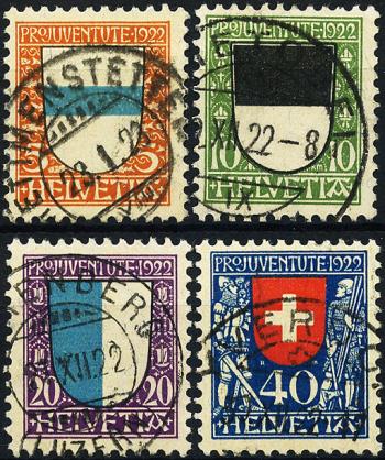 Briefmarken: J21-J24 - 1922 Kantons- und Schweizer Wappen