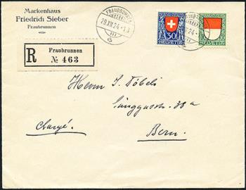 Briefmarken: J30+J32 - 1924 Kantons- und Schweizer Wappen