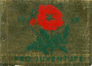 Timbres: JMH8 - 1959 Pro Juventute, coquelicot, or

