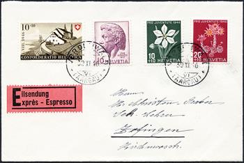 Stamps: J117-J120 - 1946 Portrait of R. Töpffer and pictures of alpine flowers