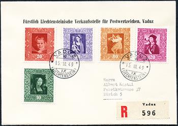 Briefmarken: FL217-FL218,221,223,225 - 1949 Fürstliche Gemäldegalerie