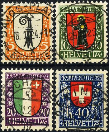 Stamps: J25-J28 - 1923 Cantonal and Swiss coat of arms