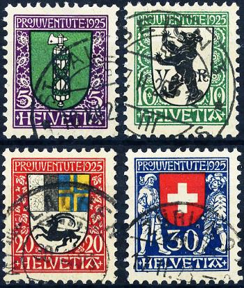 Briefmarken: J33-J36 - 1925 Kantons- und Schweizer Wappen