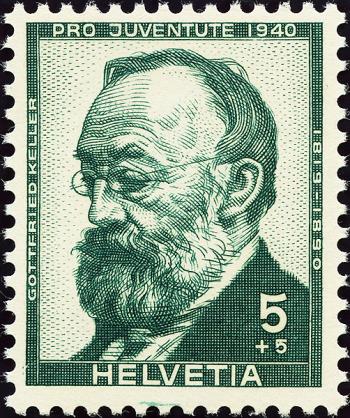 Briefmarken: J93.1.09 - 19340 Bildnis Gottfried Keller