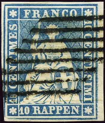 Briefmarken: 23F - 1856 Berner Druck, 1. Druckperiode, Münchner Papier