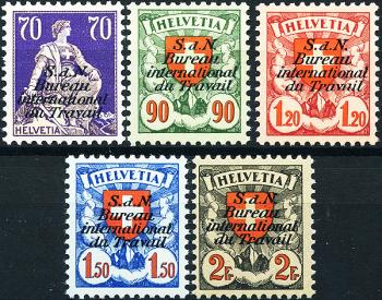 Thumb-1: 19z-23z - 1936-1937, Helvetia con motivo spada e stemma, carta gessata scanalata