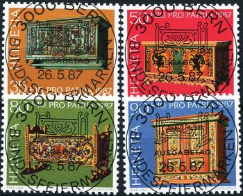 Stamps: B215-B218 - 1987 Treasures from Swiss museums, rustic furniture