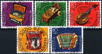 Stamps: B206-B210 - 1985 Treasures from Swiss museums, Swiss folk music instruments