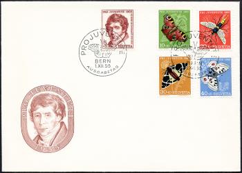 Briefmarken: J158-J162 - 1955 Bildnis Charles Pictet-de Rochements und Insektenbilder