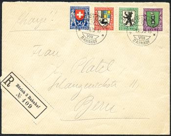 Briefmarken: J33-J36 - 1925 Kantons- und Schweizer Wappen