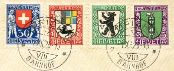 Thumb-2: J33-J36 - 1925, Cantonal and Swiss coat of arms