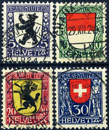 Francobolli: J29-J32 - 1924 Kantons- und Schweizer Wappen
