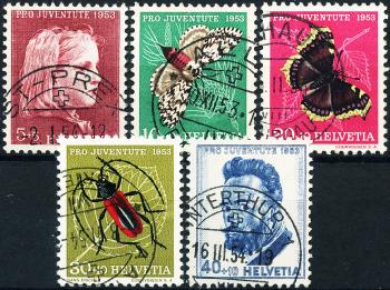 Briefmarken: J148-J152 - 1953 Mädchenbild, Insektenbilder und Selbstbildnis Ferdinand Hodlers