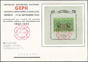 Thumb-1: W18 - 1943, Souvenir sheet for the National Stamp Exhibition in Geneva