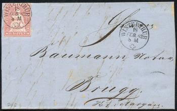 Timbres: 24G - 1859 Estampe de Berne, 4e période d'impression, papier de Zurich