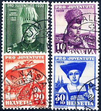 Briefmarken: J89-J92 - 1939 Bildnis General H. Herzog und Schweizer Frauentrachten