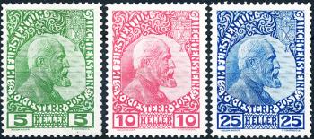 Briefmarken: FL1x-FL3x - 1912 Fürst Johann II, Kreidepapier