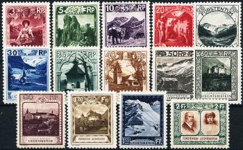 Briefmarken: FL84-FL97 - 1930 Landschaftsbilder und Fürstenpaar, Linienzähnung