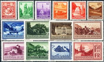 Briefmarken: FL105-FL118 - 1934-1936 Wappen und Landschaftsbilder