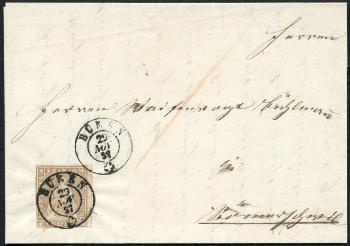 Timbres: 22D - 1857 Estampe de Berne, 3e période d'impression, papier de Zurich