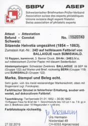 Thumb-3: 24D - 1857, Bern print, 3rd printing period, Zurich paper