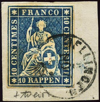 Briefmarken: 23G - 1859 Berner Druck, 4. Druckperiode, Zürcher Papier