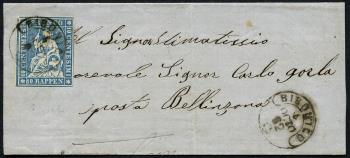 Timbres: 23G.2.01 - 1859 Estampe de Berne, 4e période d'impression, papier de Zurich