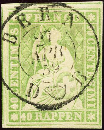 Francobolli: 26C - 1855 Stampa di Berna, 2° periodo di stampa, carta di Monaco