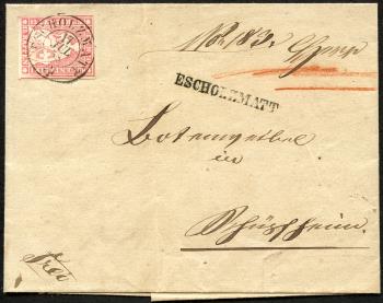 Timbres: 24D - 1857 Estampe de Berne, 3e période d'impression, papier de Zurich
