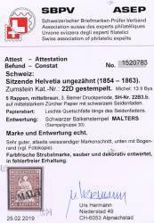 Thumb-3: 22D - 1857, Bern print, 3rd printing period, Zurich paper