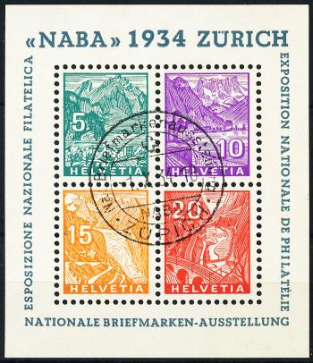 Thumb-1: W1 - 1934, Bloc feuillet pour l'exposition nationale de timbres à Zurich