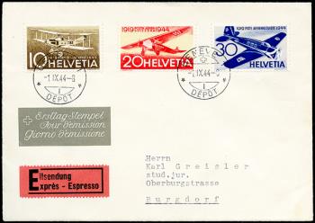 Thumb-1: F37-F39 - 1944, Sonderflugpostmarken 25 Jahre schweizerische Luftpost