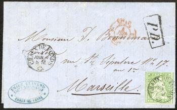 Timbres: 26G - 1860 Estampe de Berne, 4e période d'impression, papier de Zurich
