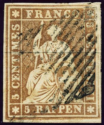 Francobolli: 22B - 1854 Stampa di Berna, 1° periodo di stampa, carta di Monaco