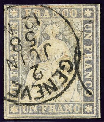 Francobolli: 27D - 1855 Stampa di Berna, 2° periodo di stampa, carta di Monaco