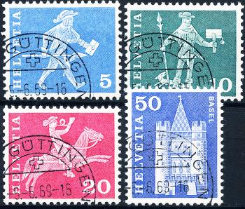 Thumb-1: 355RL-363RL - 1964, Motifs et monuments de l'histoire postale, papier fluo, grain violet